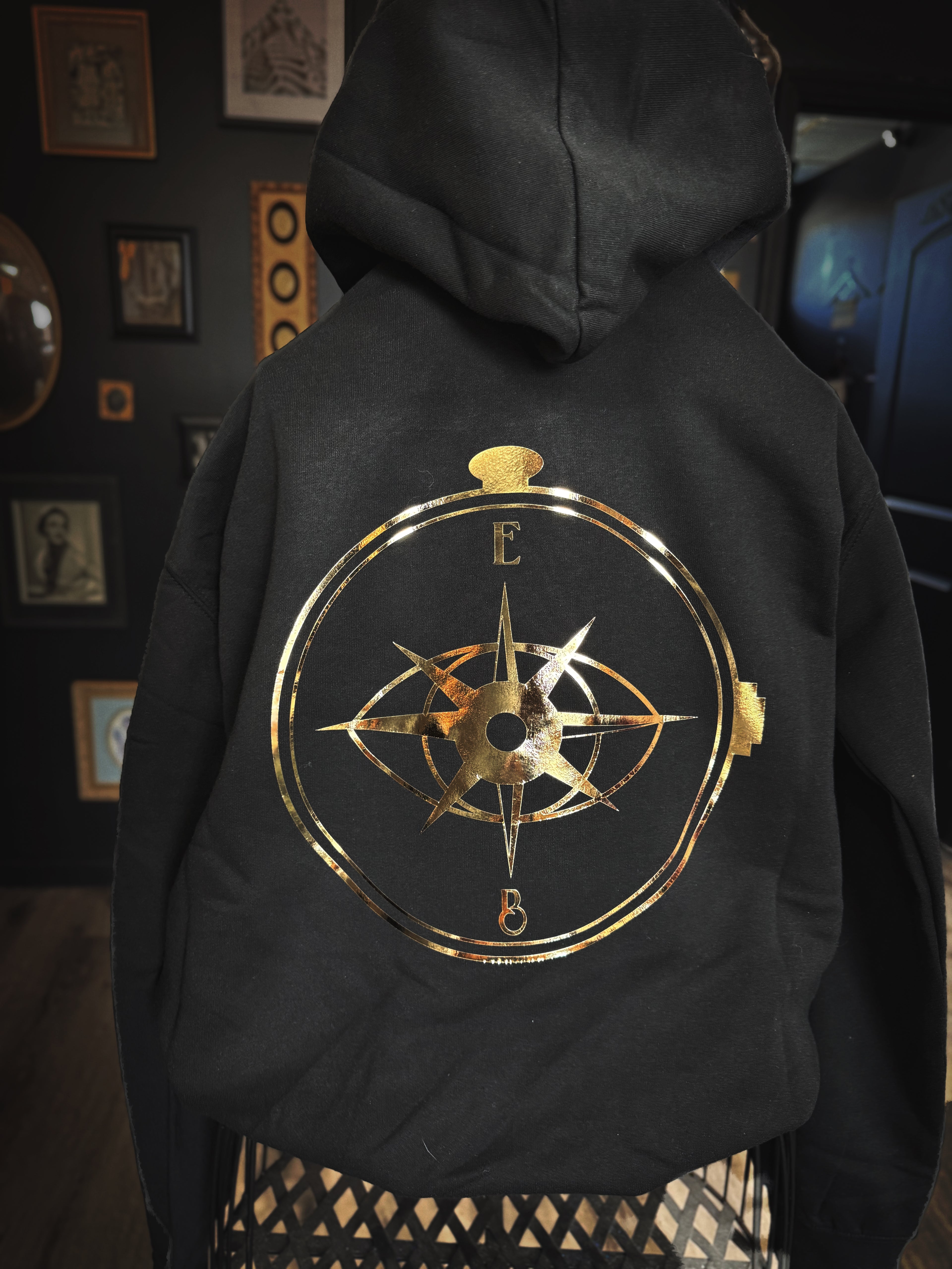 Men Sized Black Hoodie (Logo colors customizable)